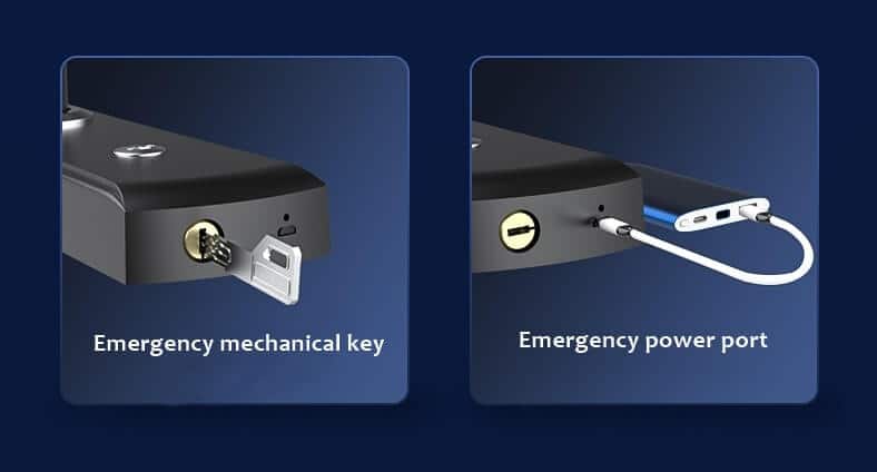 Emergency power port and mechanical key
