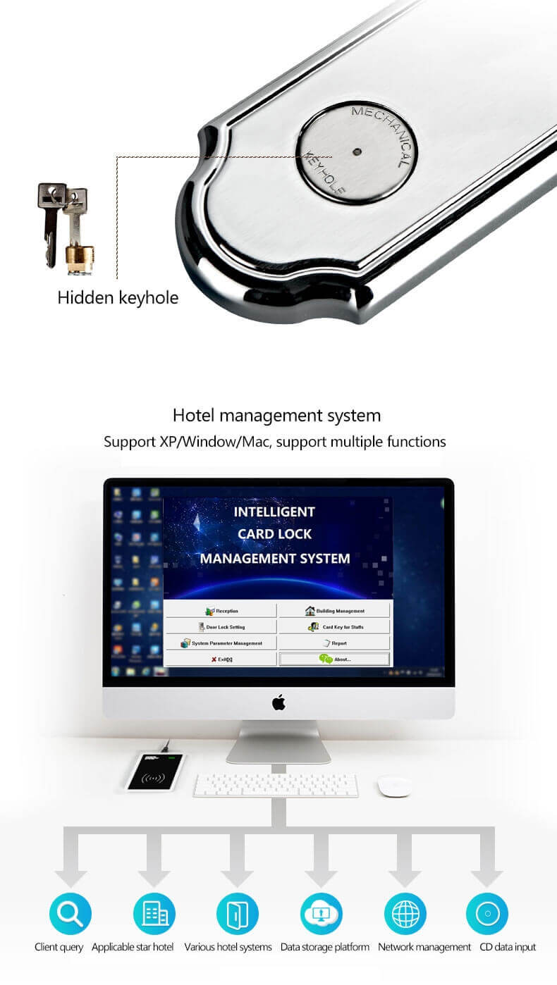 होटल के कमरे SL-H200 के लिए बिना चाबी इलेक्ट्रॉनिक कुंजी कार्ड RFID ताले 12