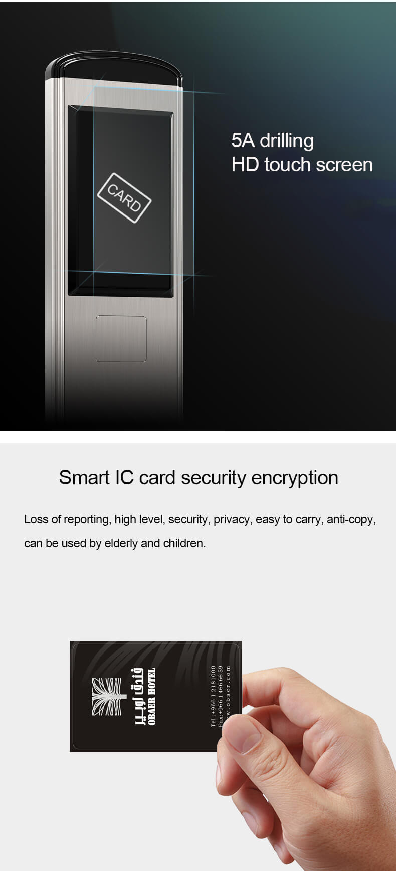 होटल के दरवाजे सुरक्षा SL-HA2 के लिए इलेक्ट्रॉनिक आरएफआईडी प्रवेश कुंजी कार्ड लॉक 12