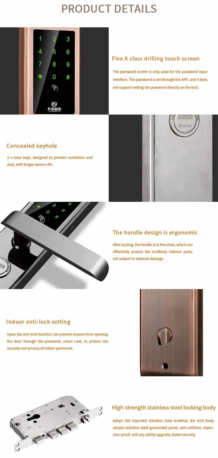 ล็อคประตูแบบไม่ใช้กุญแจ Bluetooth พร้อมแอพมือถือสำหรับประตูทางเข้า SL-B1058
