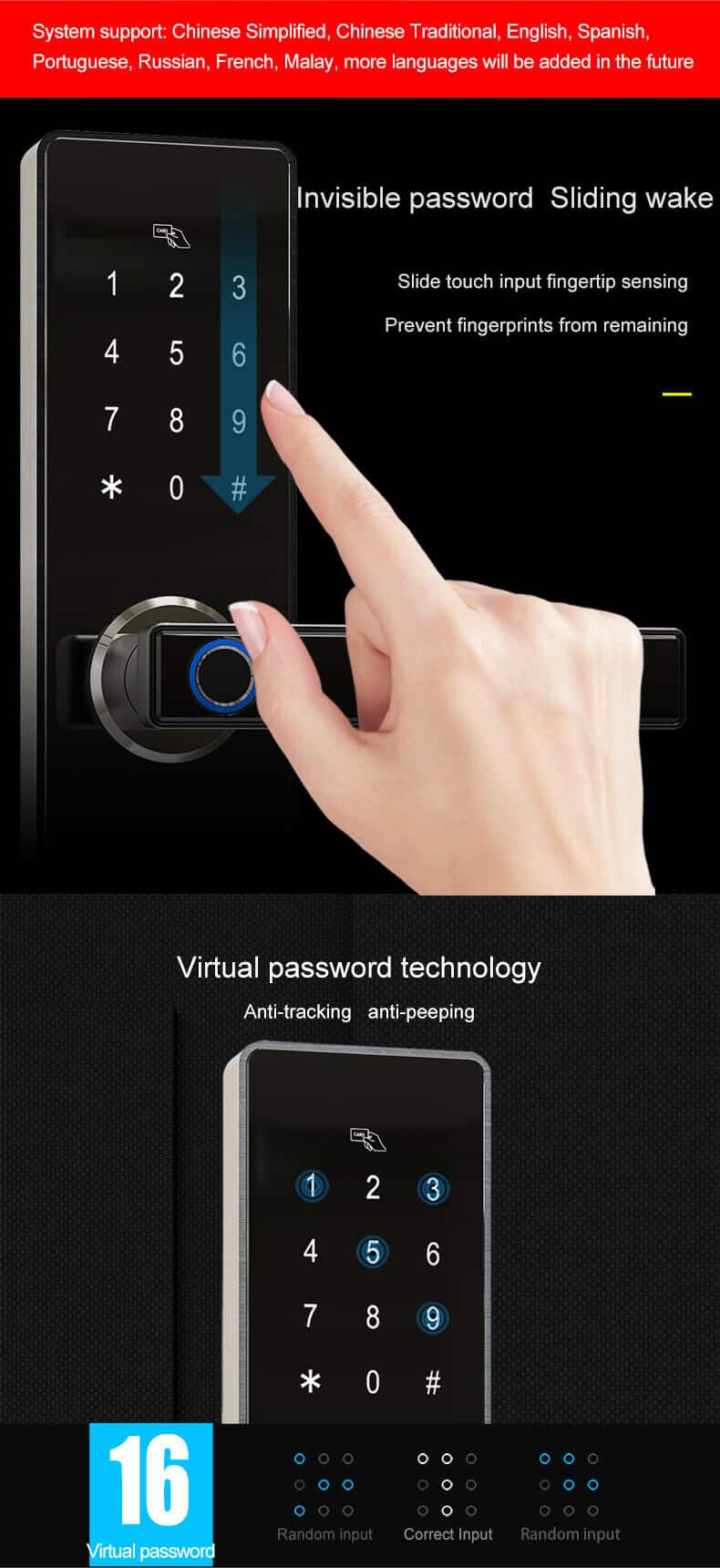 Smart Biometric Fingerprint Scanner Apps Lock Door For Home SL-FD2