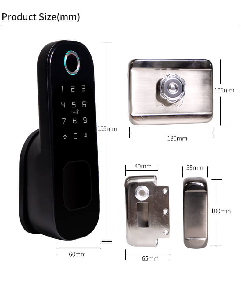 Keamanan Keypad Fingerprint Smart Rim Lock Untuk Main Outdoor SL-F06