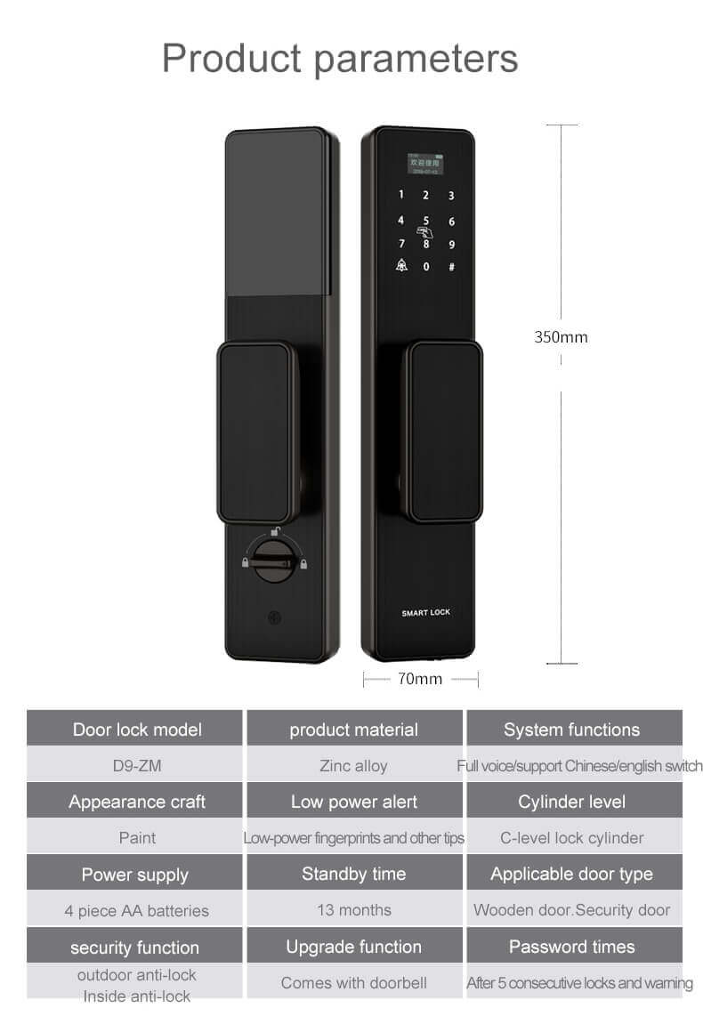 Keyless Fingerabdruck biometrisches Türschloss für Haustür SL-FD9U