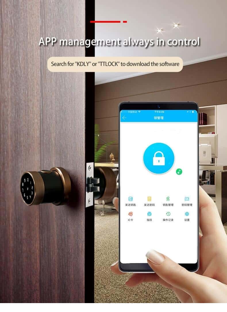 Biometric Touch Id Fingerprint Door Knob Lock Untuk Ruang Rumah SL-F05