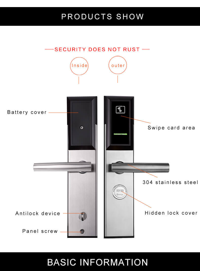 Cerradura de seguridad de la puerta del hotel de la tarjeta inteligente Rfid digital independiente SL-H1068E