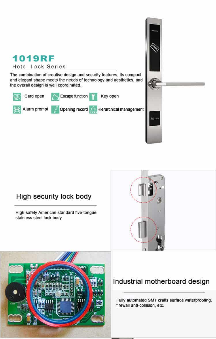 होटल के कमरे की सुरक्षा SL-H1019 . के लिए इलेक्ट्रॉनिक वाणिज्यिक आरएफआईडी दरवाज़ा बंद