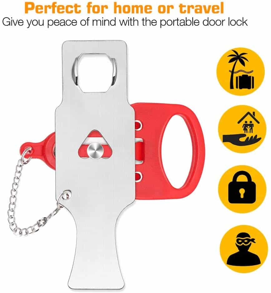 Extra Portable Door Locks For Hotel Room Security From Inside
