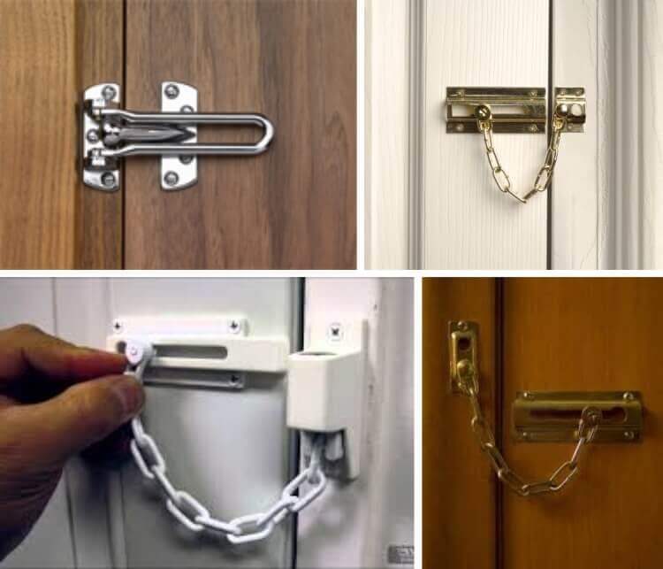Hotel Door Security Latch Privacy Satin Nickel Reinforcement Night Lock HL-167