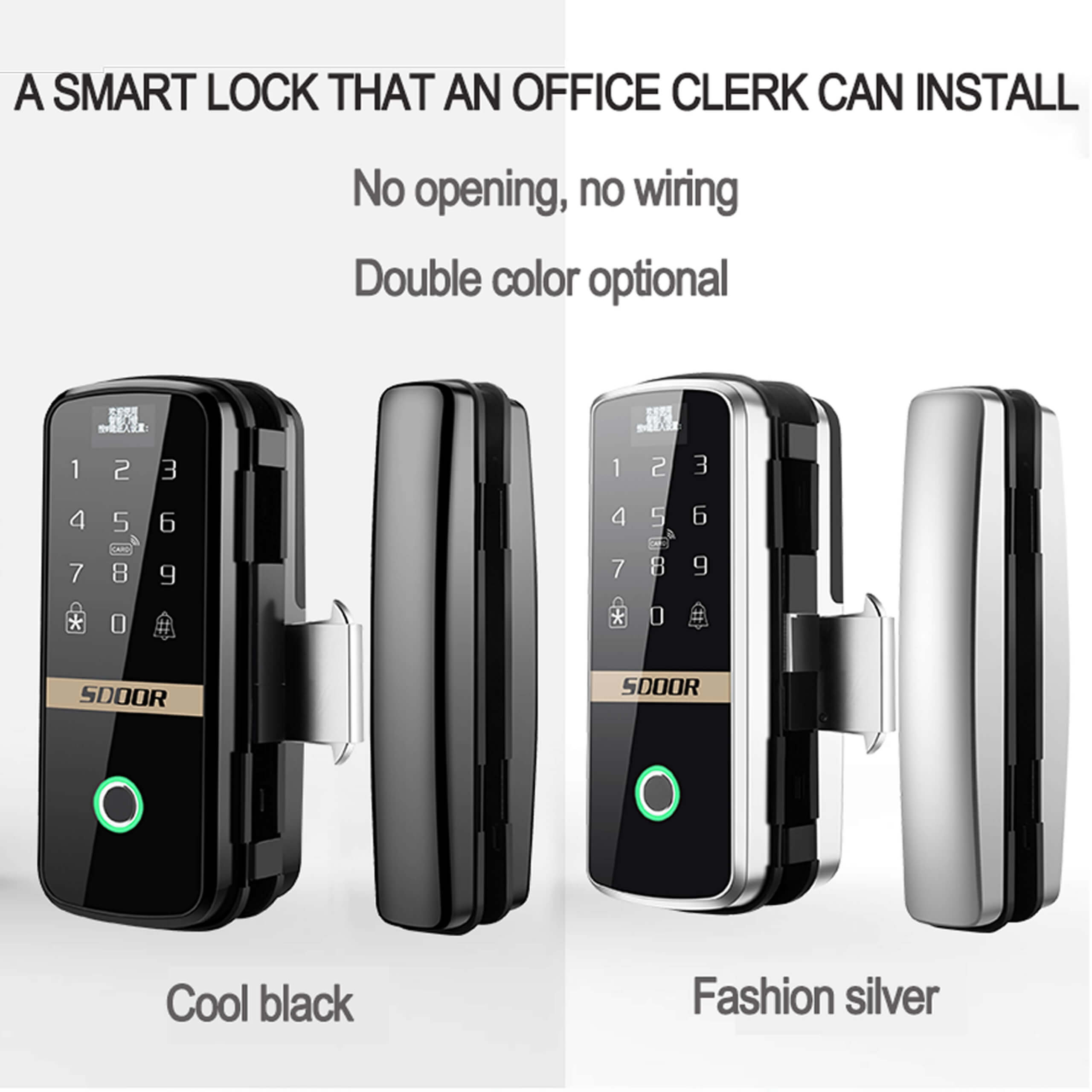 WIFI Smart Office Glass Door Lock With Key Card Fingerprint Unlock OL-B09