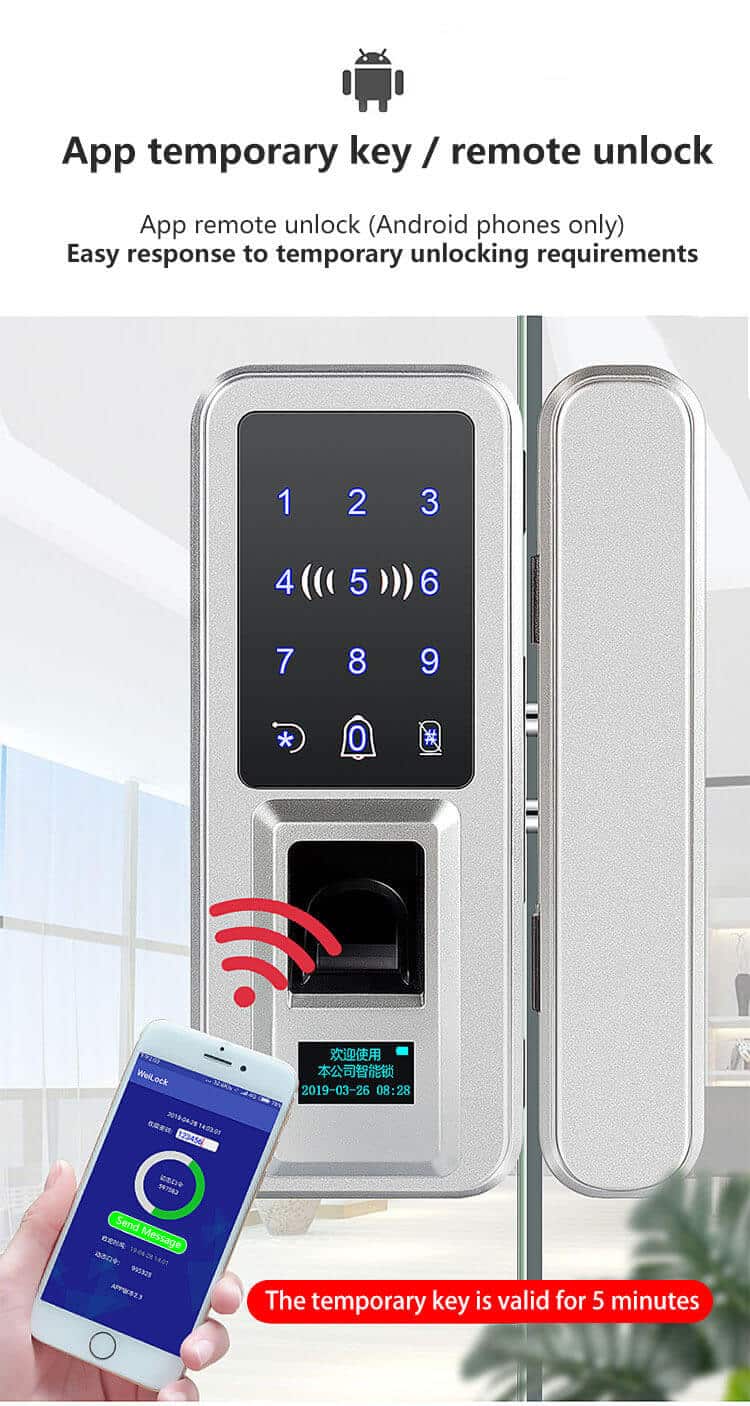 Digital Electronic Biometric Fingerprint For Glass Door Smart Lock OL-B41