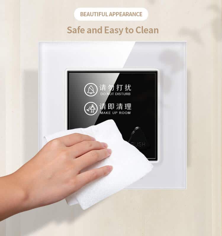 Πινακίδα πόρτας Tempered Glass Panel Hotel Doorbell with Doorbell Please Clean ES-K83
