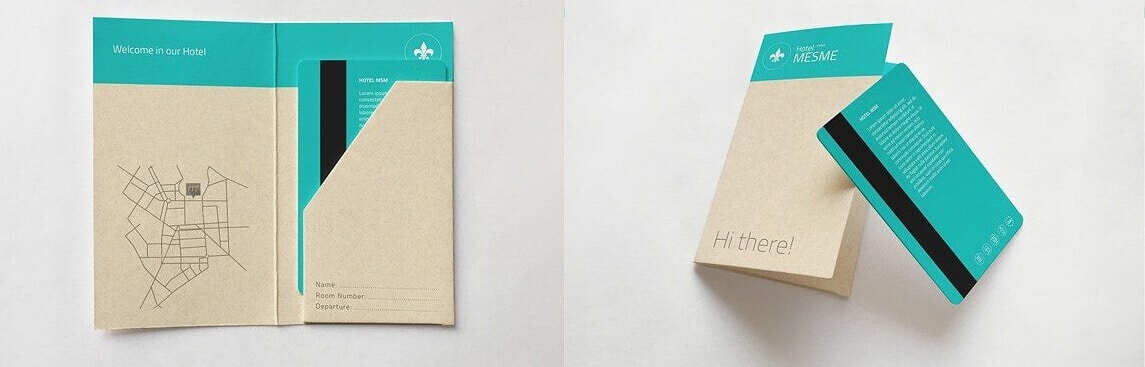 Hotel key card design templates for custom artwork.