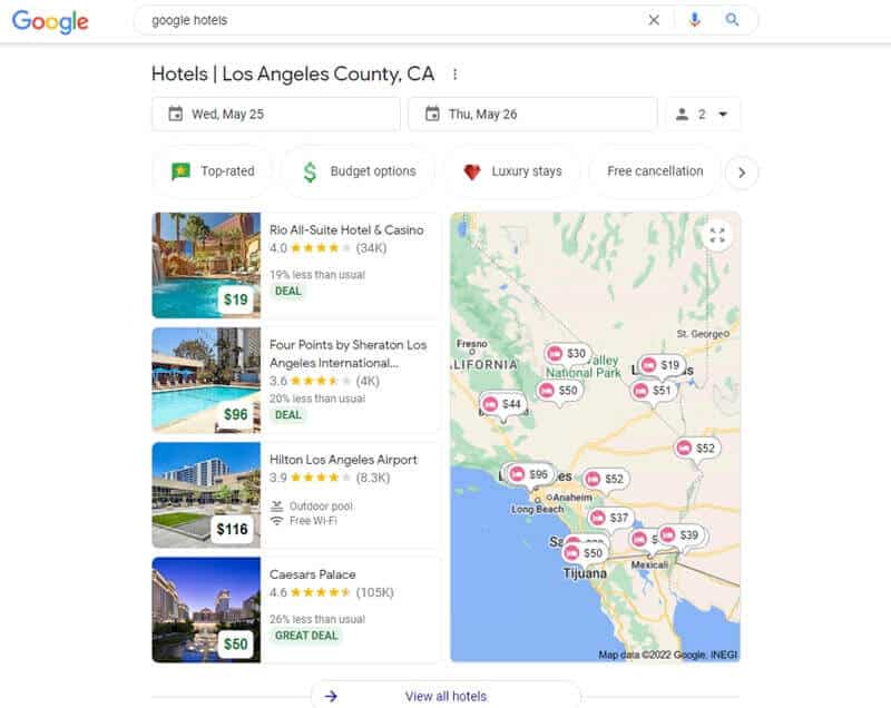 Does Google have a hotel booking site?