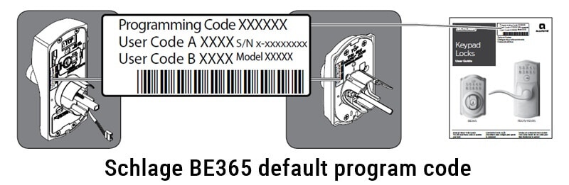 Schlage BE365 standard programkode