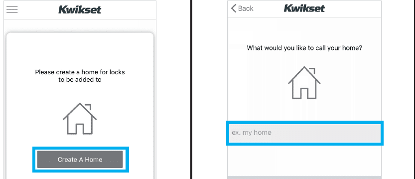 Create a home account from the Kwikset app.