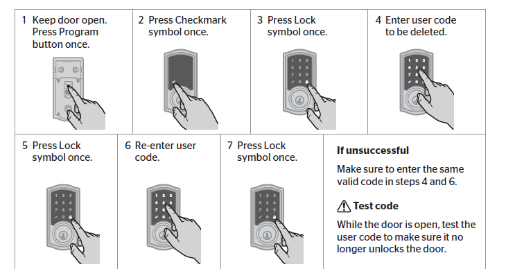 Löschen eines einzelnen Benutzercodes (mit einem Mastercode)