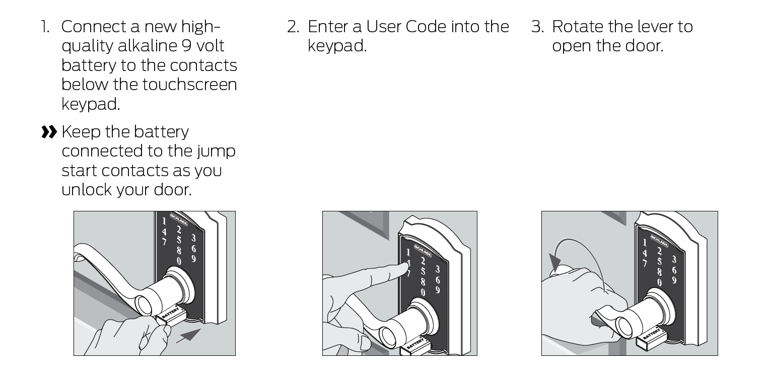 Usa Salto de emergencia para desbloquear tu puerta.