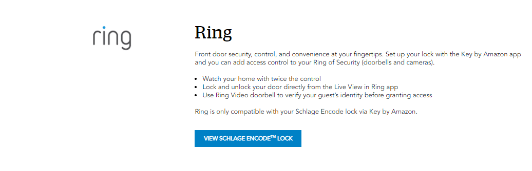 Schlage Sense vs. Encode vs. Connect: Ring