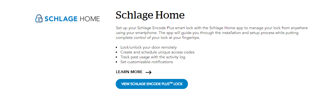 Schlage Sense vs. Encode vs. Connect: Schlage Home アプリ