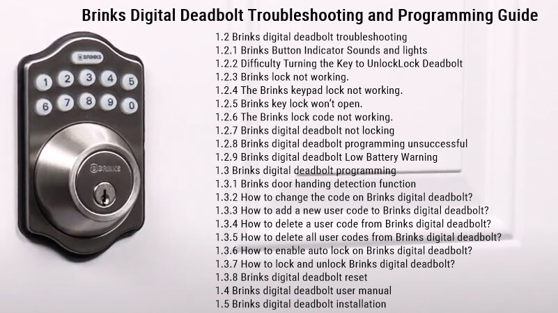 คู่มือการแก้ไขปัญหาและการเขียนโปรแกรมของ Brinks Digital Deadbolt 1