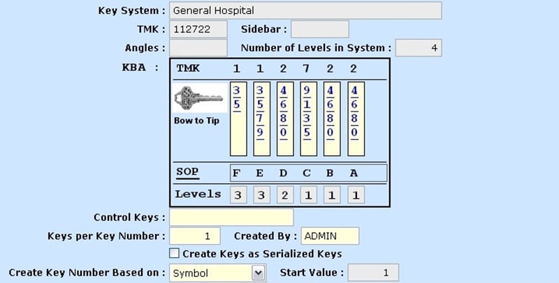 Master key number and master key location