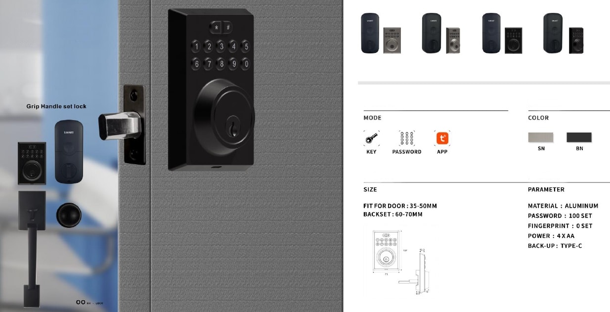 Serrure de porte d'entrée sans clé commerciale à empreinte digitale avec application SL-D07 12