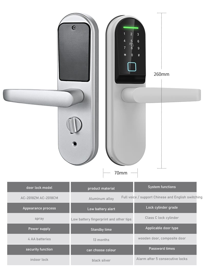 Smart Keyless Door Lock with Bluetooth and Wifi Remote Control SL-B2018 25