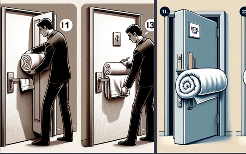 Wie sichert man die Tür eines Hotelzimmers mit einem Handtuch? Detailanleitung 7